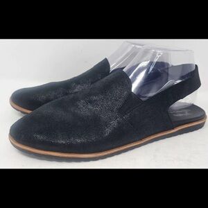 Sorel Ella sling back mules black suede shimmer 9